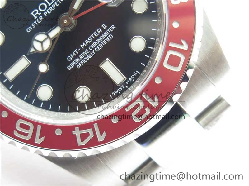 GMT Master II 126719 BLRO Red Blue Ceramic 316L Steel ROF Best Edition Black Dial on SS Bracelet A3186