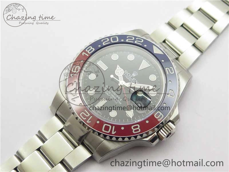 GMT Master II 126719 BLRO Red Blue Ceramic 316L Steel ROF Best Edition Black Dial on SS Bracelet A3186