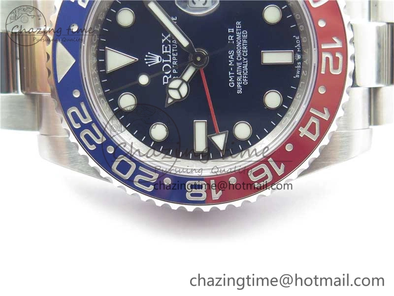 GMT Master II 126719 BLRO Red Blue Ceramic 316L Steel ROF Best Edition Blue Dial on SS Bracelet A3186