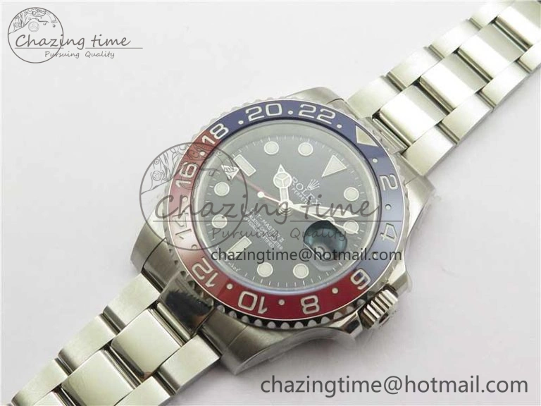GMT Master II 126719 BLRO Red Blue Ceramic 316L Steel ROF Best Edition Blue Dial on SS Bracelet A3186