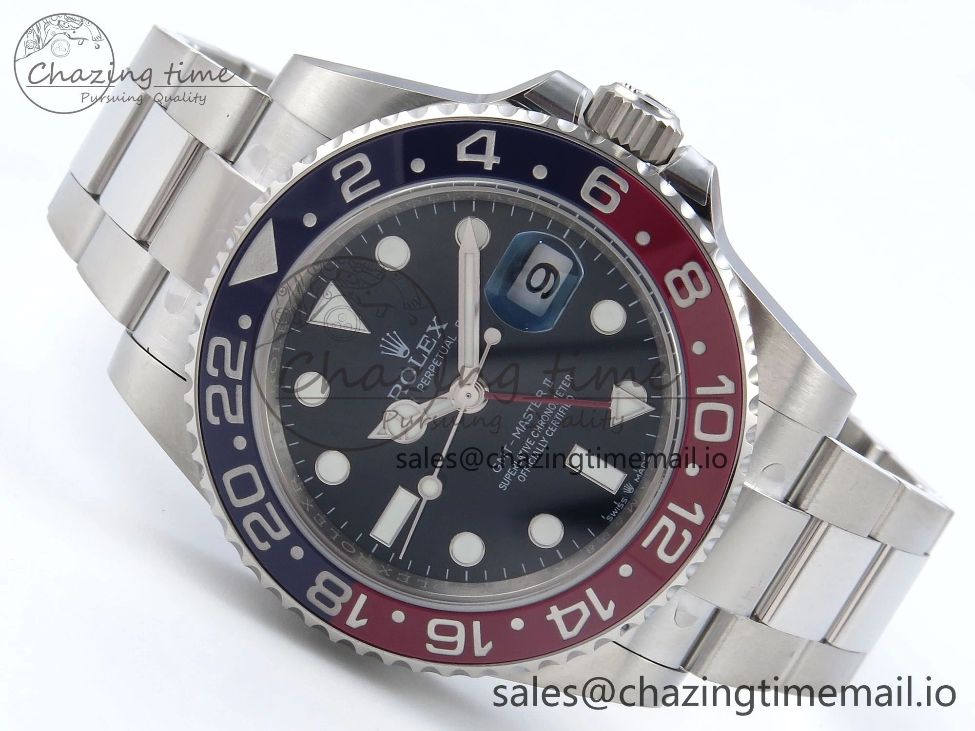 GMT-Master II 126719 BLRO Red Blue Ceramic 904L Steel EWE 1:1 Best Edition Blue Dial on Oyster Strap EWE3285 V5