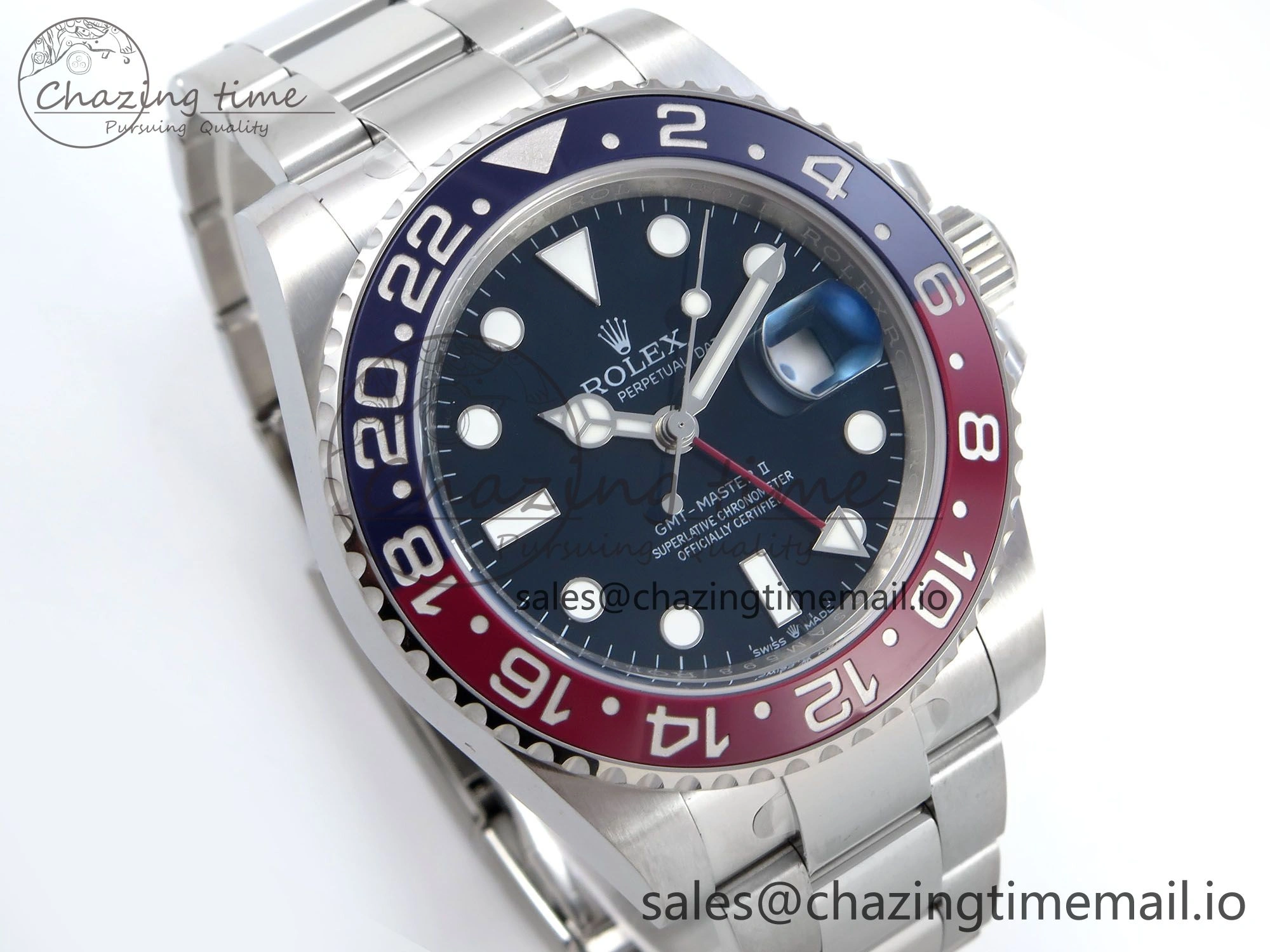 GMT-Master II 126719 BLRO Red Blue Ceramic 904L Steel EWE 1:1 Best Edition Blue Dial on Oyster Strap EWE3285 V5