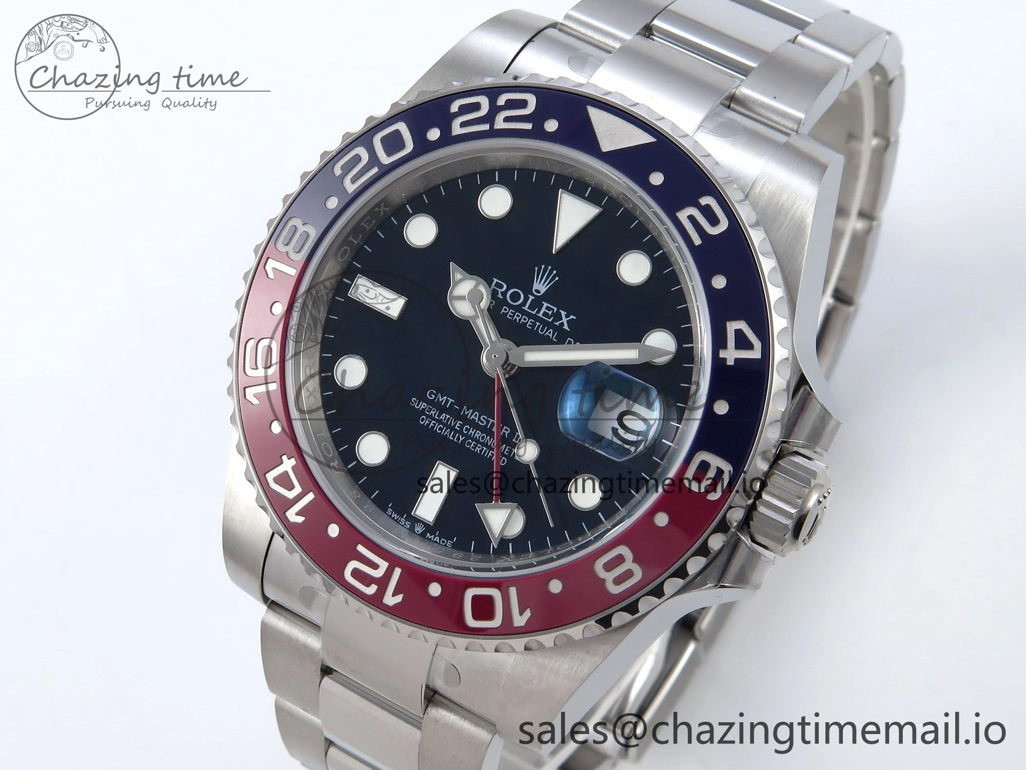 GMT-Master II 126719 BLRO Red Blue Ceramic 904L Steel EWE 1:1 Best Edition Blue Dial on Oyster Strap EWE3285 V5