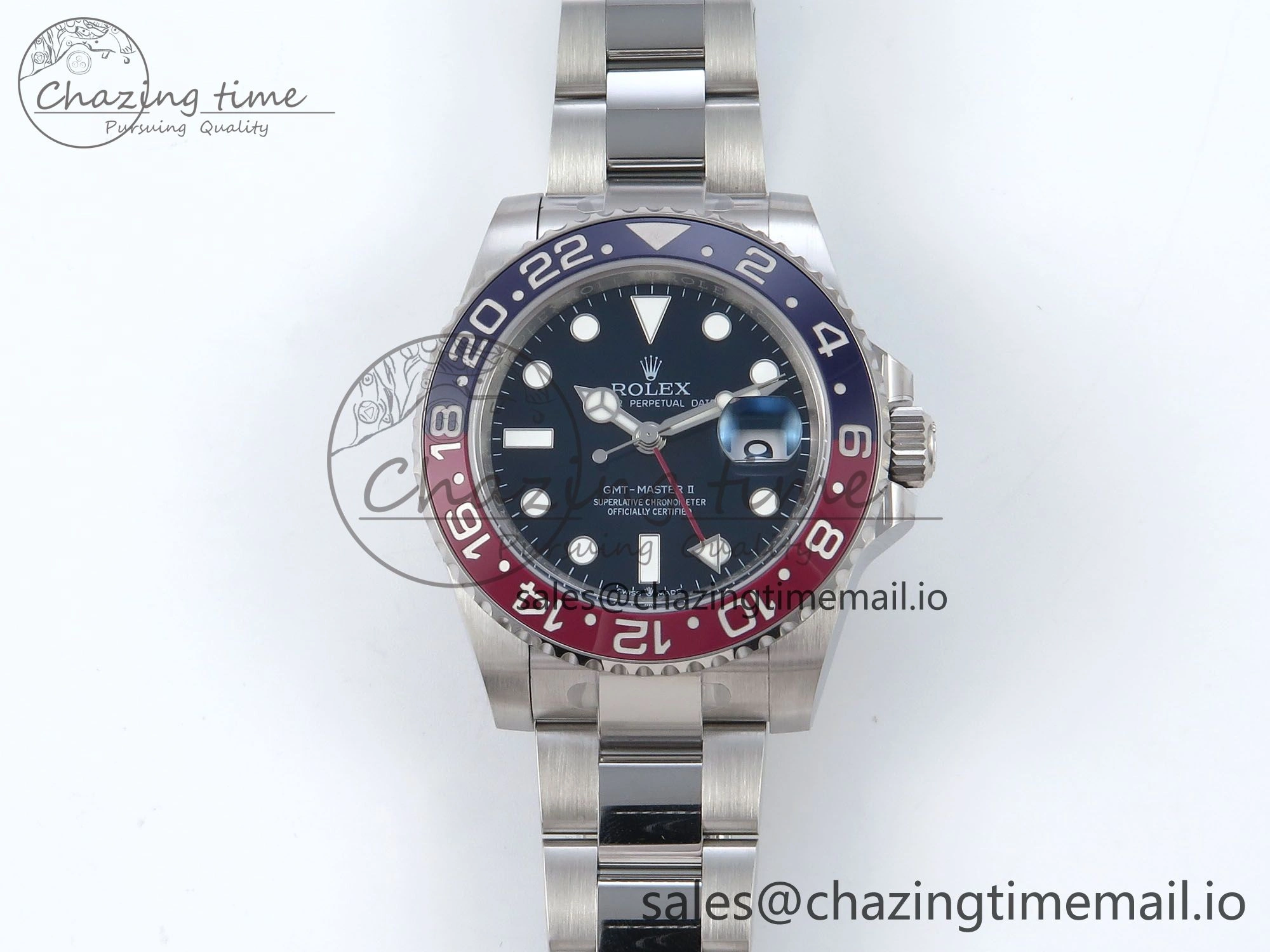 GMT-Master II 126719 BLRO Red Blue Ceramic 904L Steel EWE 1:1 Best Edition Blue Dial on Oyster Strap EWE3285 V5