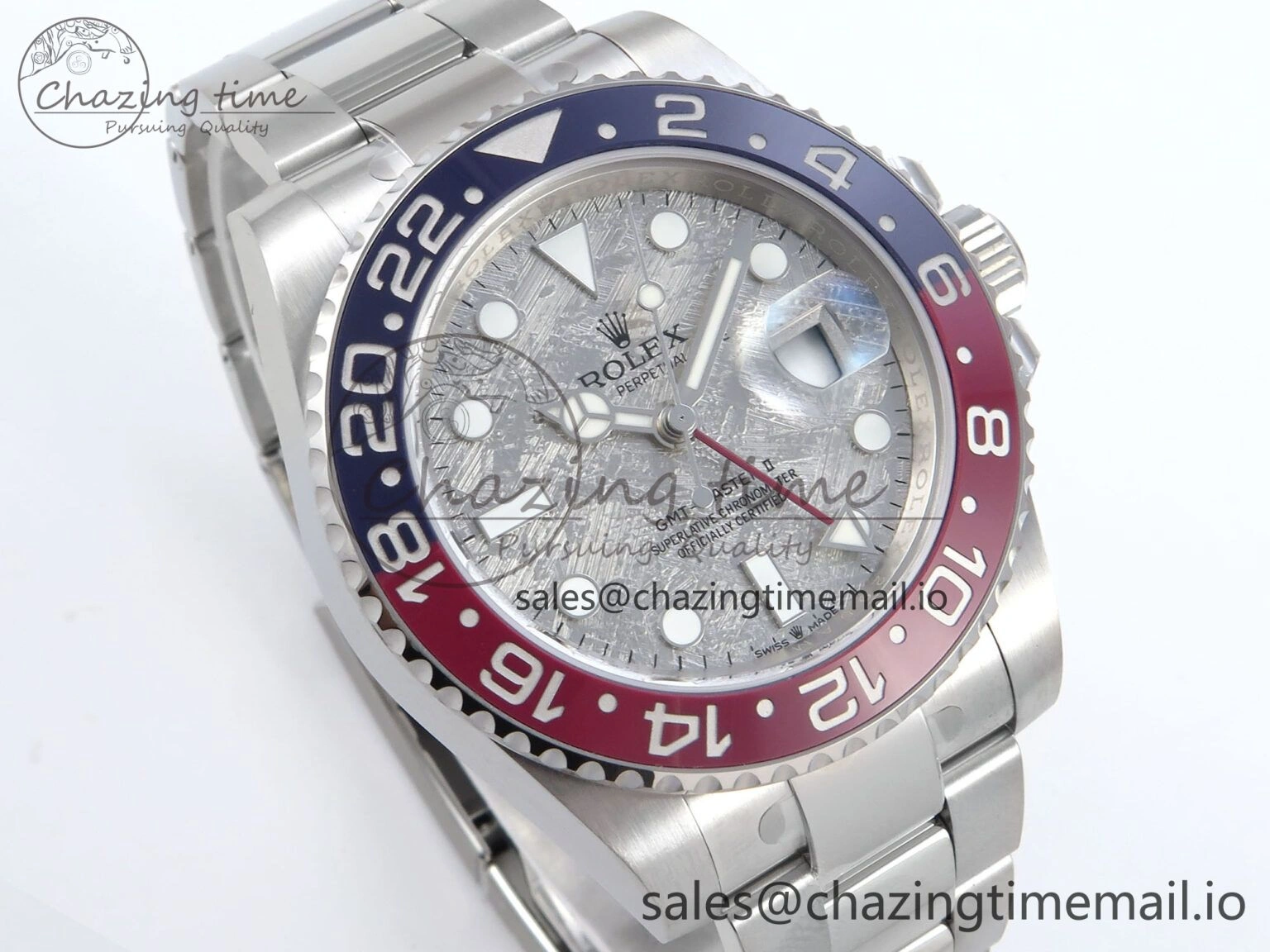 GMT-Master II 126719 BLRO Red Blue Ceramic 904L Steel EWE 1:1 Best Edition Meteorite on Oyster Strap EWE3285 V5