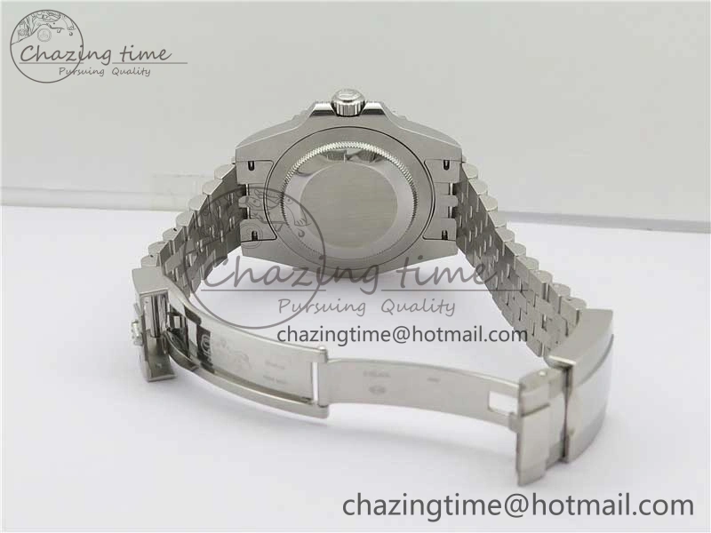 GMT-Master II Red Blue Diamonds Bezel 904L Steel GMF Best Edition Black Dial On Jubilee Bracelet SA3285 CHS V3