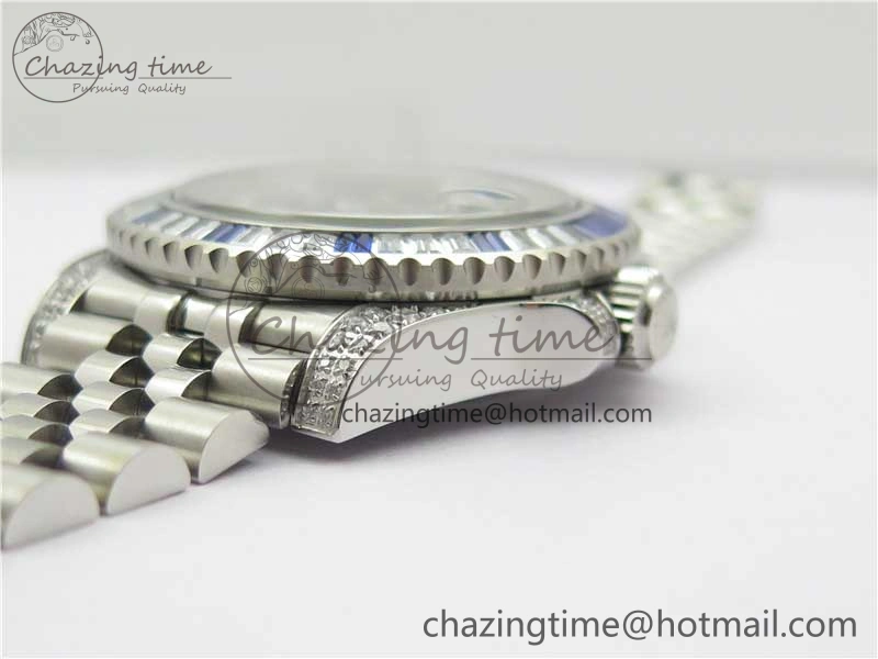 GMT-Master II White Blue Diamonds Bezel 904L Steel GMF Best Edition Black Dial On Jubilee Bracelet SA3285 CHS V3