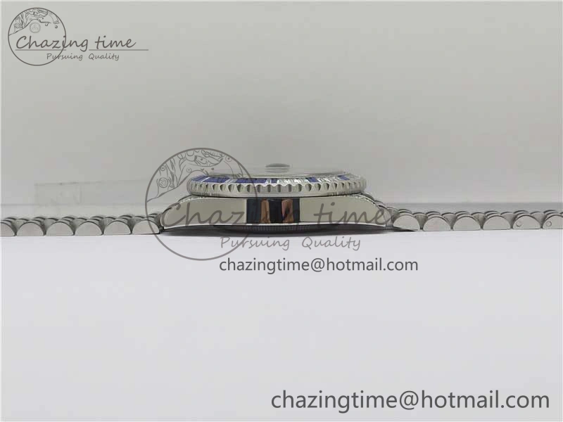 GMT-Master II White Blue Diamonds Bezel 904L Steel GMF Best Edition Black Dial On Jubilee Bracelet SA3285 CHS V3