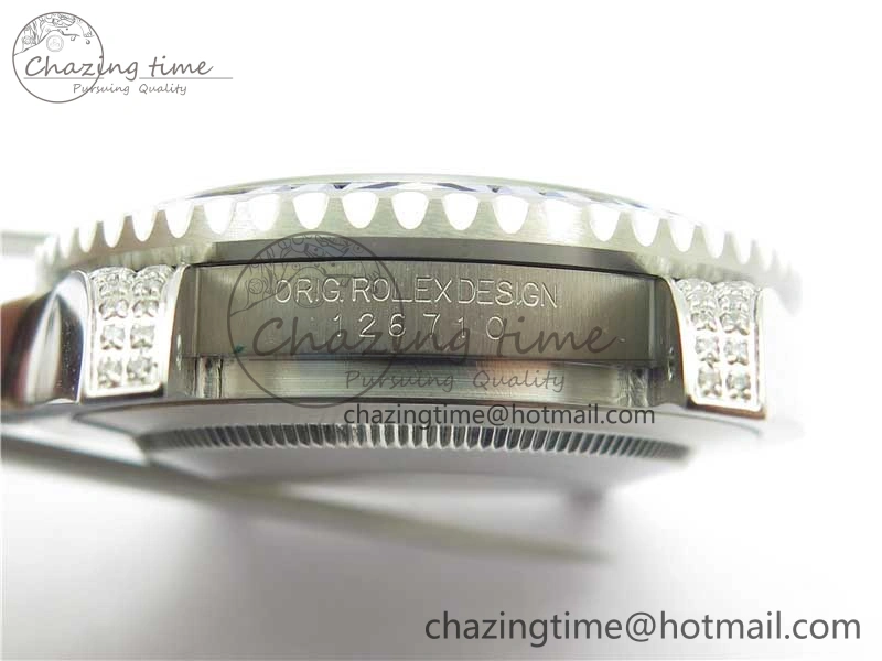 GMT-Master II White Blue Diamonds Bezel 904L Steel GMF Best Edition Black Dial On Jubilee Bracelet SA3285 CHS V3