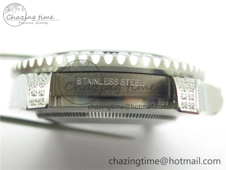 GMT-Master II White Blue Diamonds Bezel 904L Steel GMF Best Edition Black Dial On Jubilee Bracelet SA3285 CHS V3