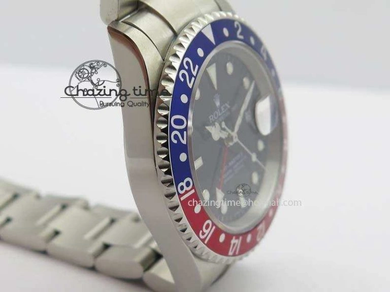 GMT-Master SS Bp-Maker Blue Red Bezel Black Dial On SS Bracelet A3186