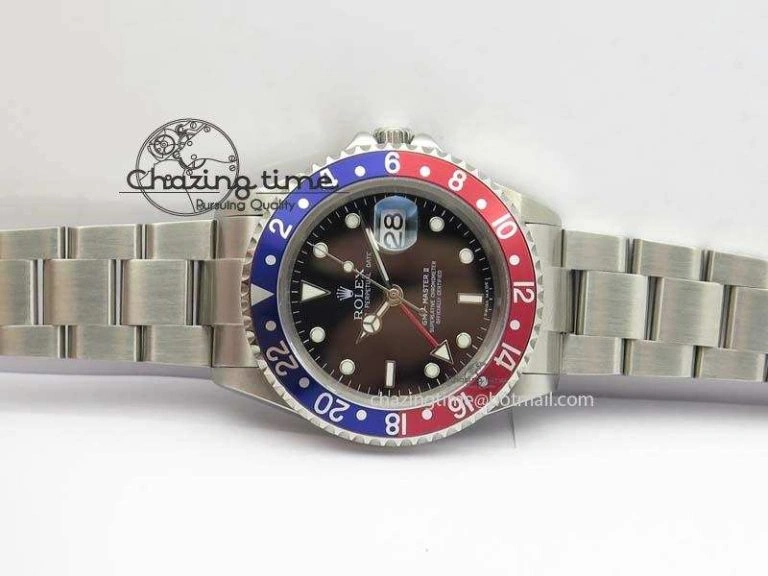 GMT-Master SS Bp-Maker Blue Red Bezel Black Dial On SS Bracelet A3186