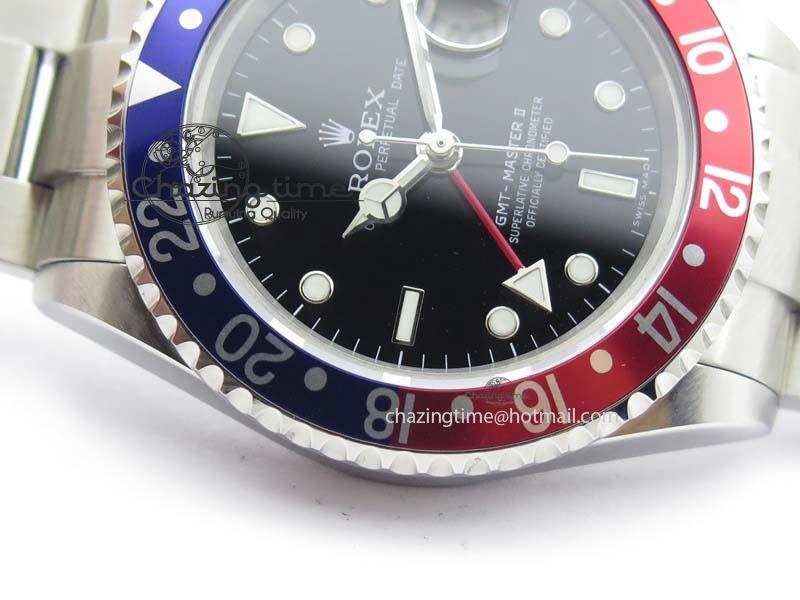 GMT-Master SS Bp-Maker Blue Red Bezel Black Dial On SS Bracelet A3186