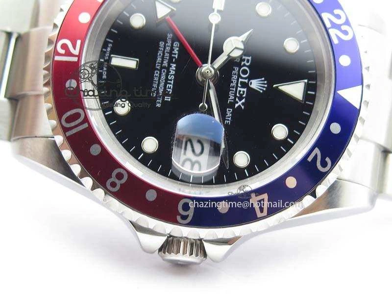 GMT-Master SS Bp-Maker Blue Red Bezel Black Dial On SS Bracelet A3186