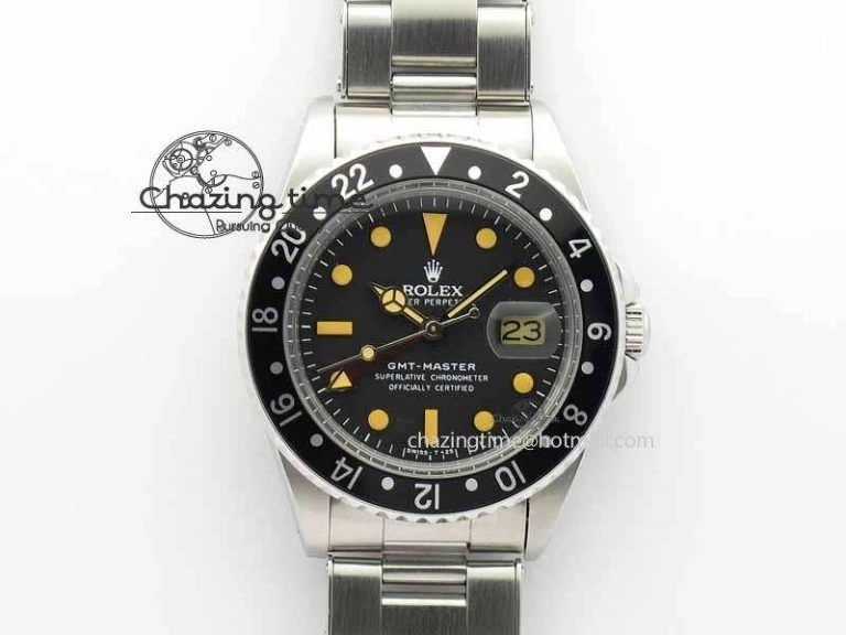GMT-Master SS Bp-Maker Blue Red Bezel Black Dial On SS Bracelet A3186