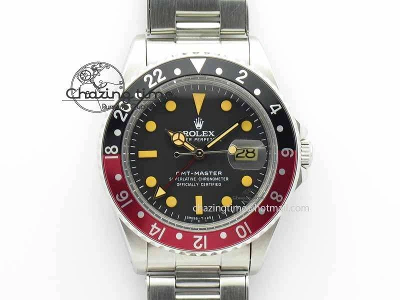 GMT-Master Vintage 1675 SS BP Best Edition Black Red Bezel Patina Markers A2813