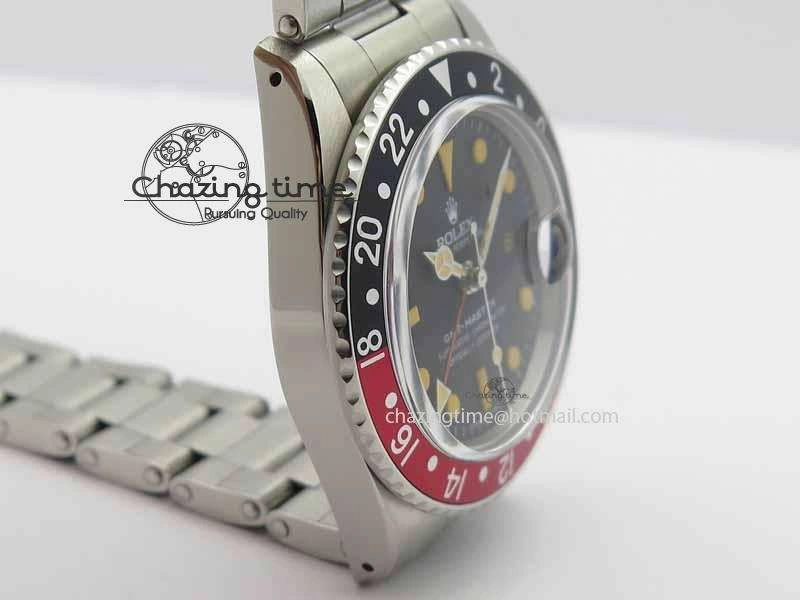 GMT-Master Vintage 1675 SS BP Best Edition Black Red Bezel Patina Markers A2813