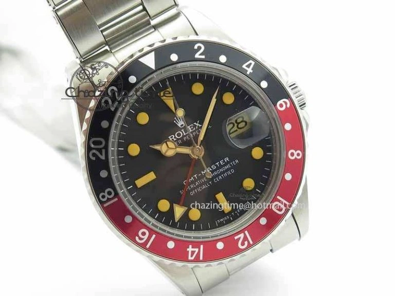 GMT-Master Vintage 1675 SS BP Best Edition Black Red Bezel Patina Markers A2813