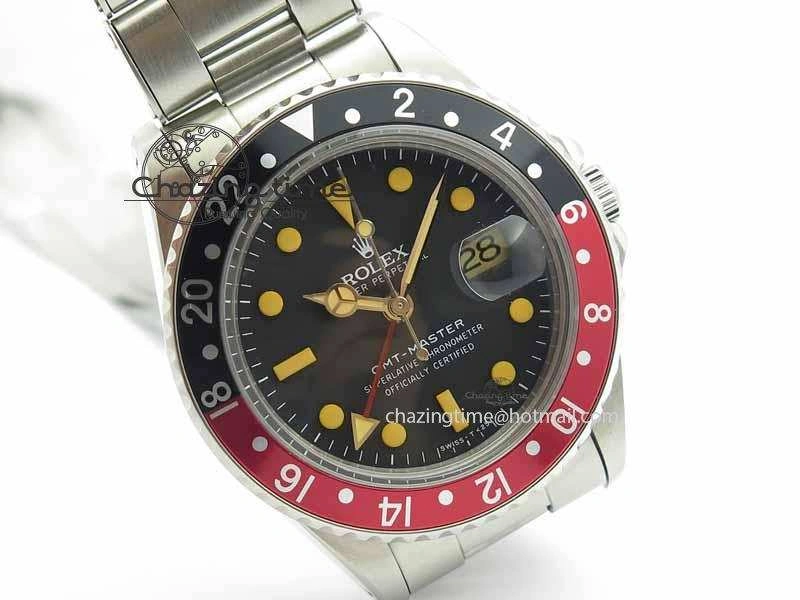 GMT-Master Vintage 1675 SS BP Best Edition Black Red Bezel Patina Markers A2813