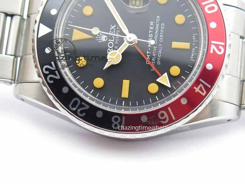 GMT-Master Vintage 1675 SS BP Best Edition Black Red Bezel Patina Markers A2813