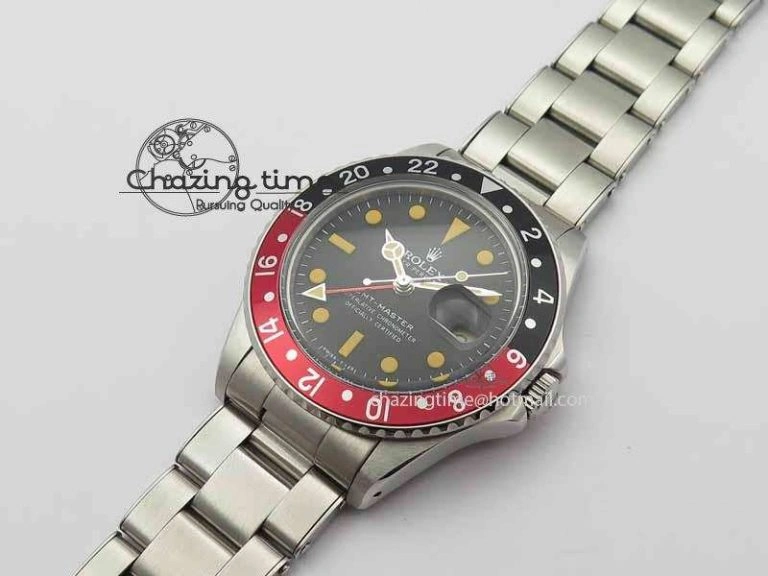 GMT-Master Vintage 1675 SS BP Best Edition Black Red Bezel Patina Markers A2813
