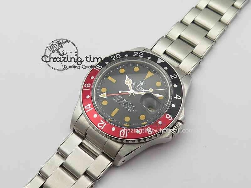 GMT-Master Vintage 1675 SS BP Best Edition Black Red Bezel Patina Markers A2813