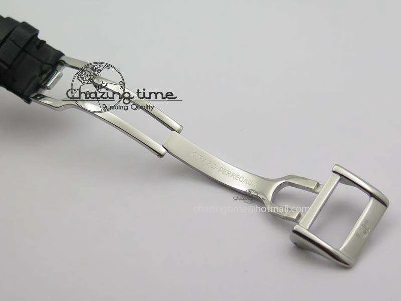 GP Moonphase SS Silver Dial Diamond Bezel On Black Leather Strap On Cal.GP033MO