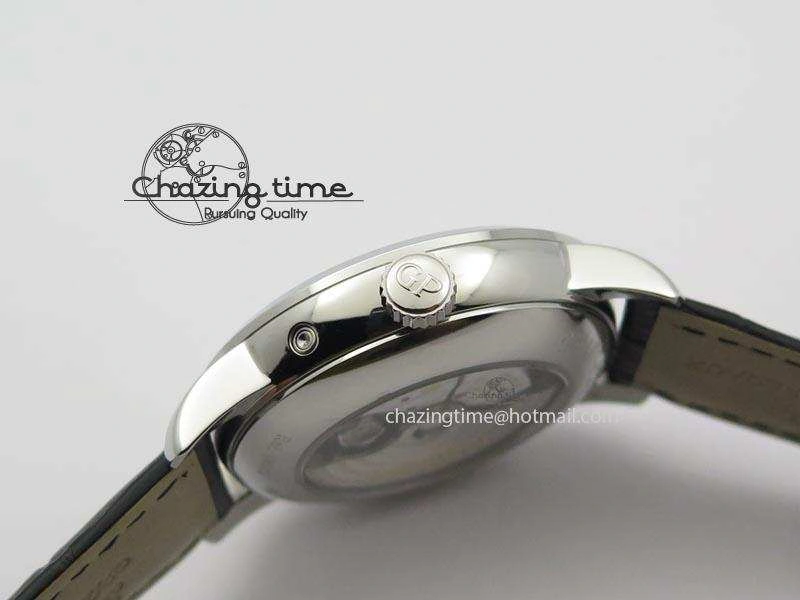 GP Moonphase SS Silver Dial On Black Leather Strap On Cal.GP033MO
