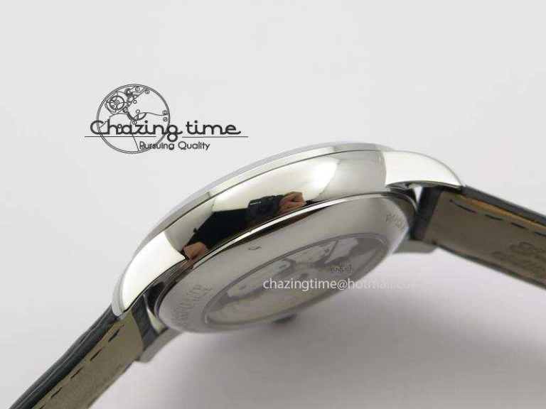 GP Moonphase SS Silver Dial On Black Leather Strap On Cal.GP033MO