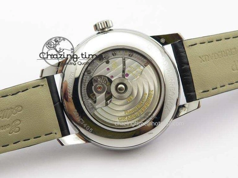 GP Moonphase SS Silver Dial On Black Leather Strap On Cal.GP033MO