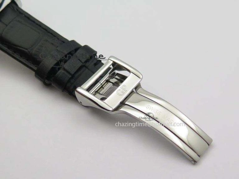 GP Moonphase SS Silver Dial On Black Leather Strap On Cal.GP033MO