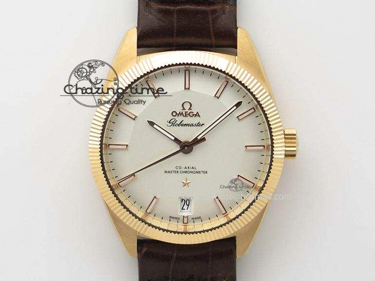 Globemaster Master Chronometer RG V6F Best Edition White Dial On Brown Leather Strap A8900