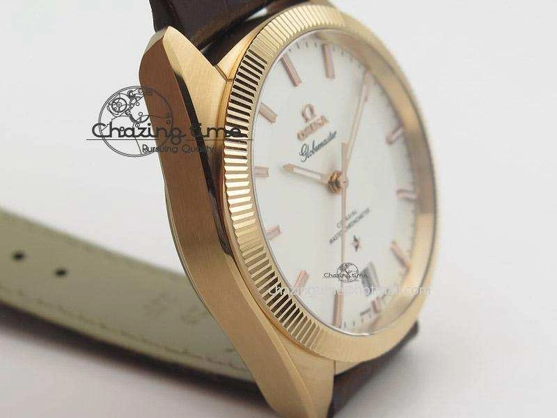 Globemaster Master Chronometer RG V6F Best Edition White Dial On Brown Leather Strap A8900