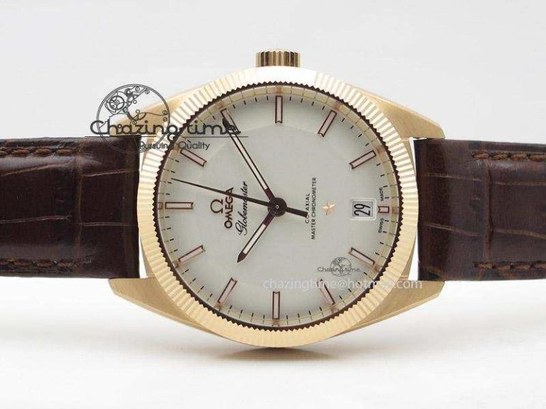 Globemaster Master Chronometer RG V6F Best Edition White Dial On Brown Leather Strap A8900