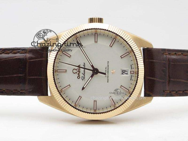 Globemaster Master Chronometer RG V6F Best Edition White Dial On Brown Leather Strap A8900