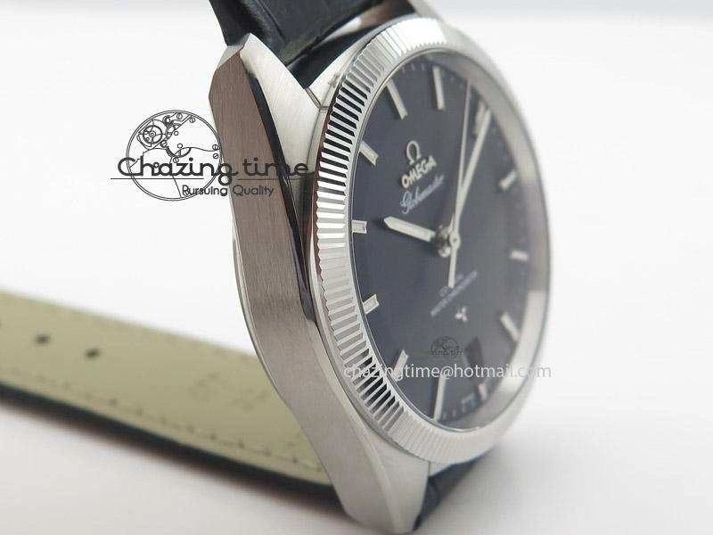 Globemaster Master Chronometer SS V6F Best Edition Black Dial On Black Leather Strap A8900