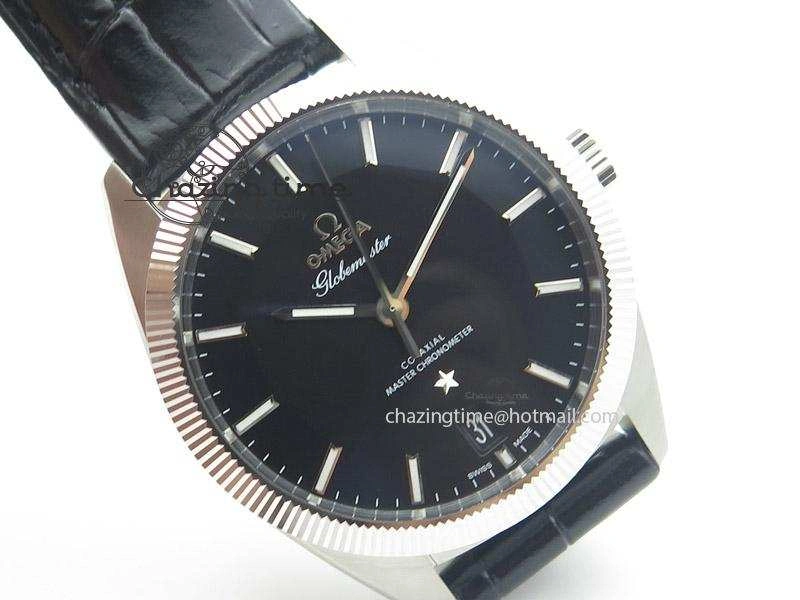 Globemaster Master Chronometer SS V6F Best Edition Black Dial On Black Leather Strap A8900