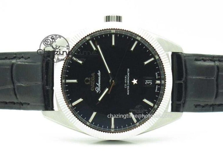 Globemaster Master Chronometer SS V6F Best Edition Black Dial On Black Leather Strap A8900