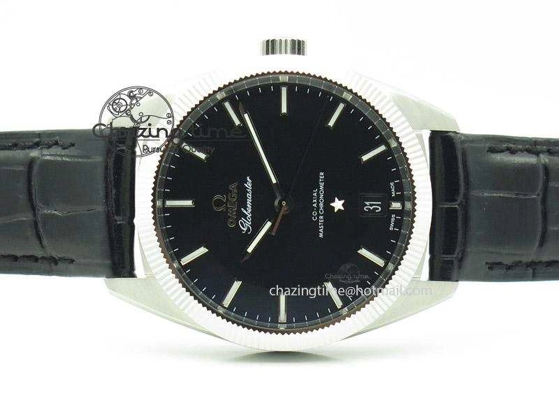 Globemaster Master Chronometer SS V6F Best Edition Black Dial On Black Leather Strap A8900