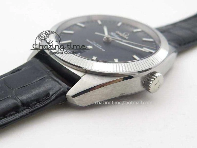 Globemaster Master Chronometer SS V6F Best Edition Black Dial On Black Leather Strap A8900