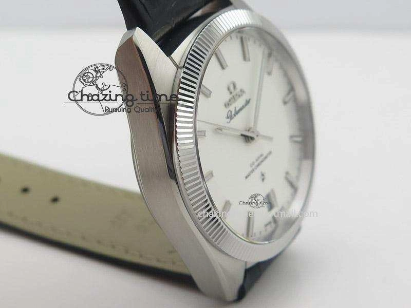 Globemaster Master Chronometer SS V6F Best Edition White Dial On Black Leather Strap A8900