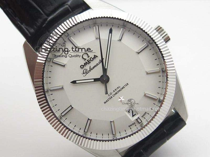 Globemaster Master Chronometer SS V6F Best Edition White Dial On Black Leather Strap A8900