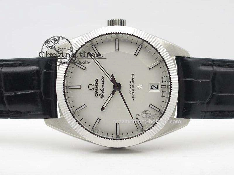 Globemaster Master Chronometer SS V6F Best Edition White Dial On Black Leather Strap A8900