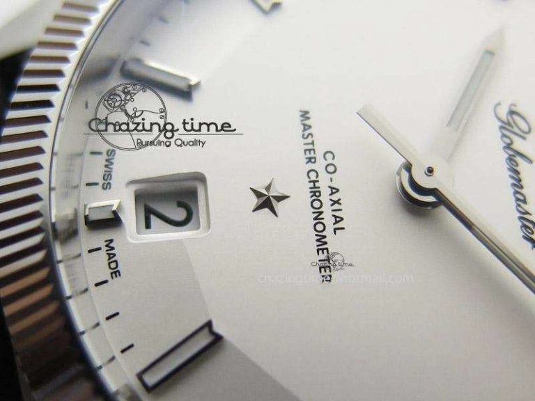 Globemaster Master Chronometer SS V6F Best Edition White Dial On Black Leather Strap A8900