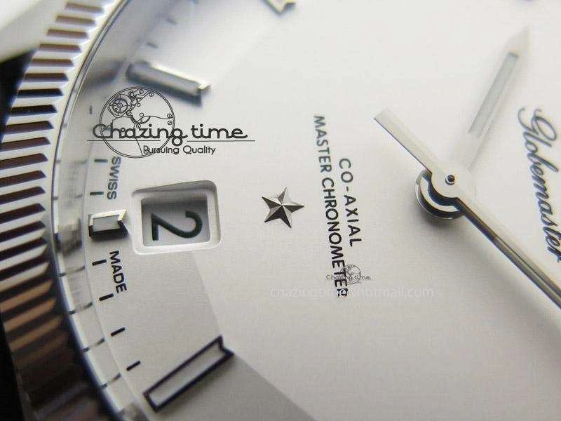 Globemaster Master Chronometer SS V6F Best Edition White Dial On Black Leather Strap A8900