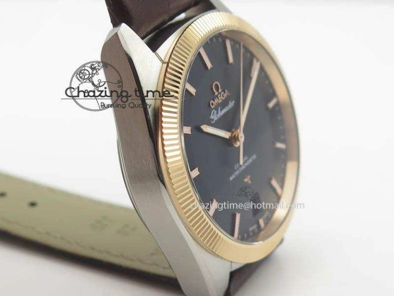 Globemaster Master Chronometer SS RG V6F Best Edition Black Dial On Brown Leather Strap A8900