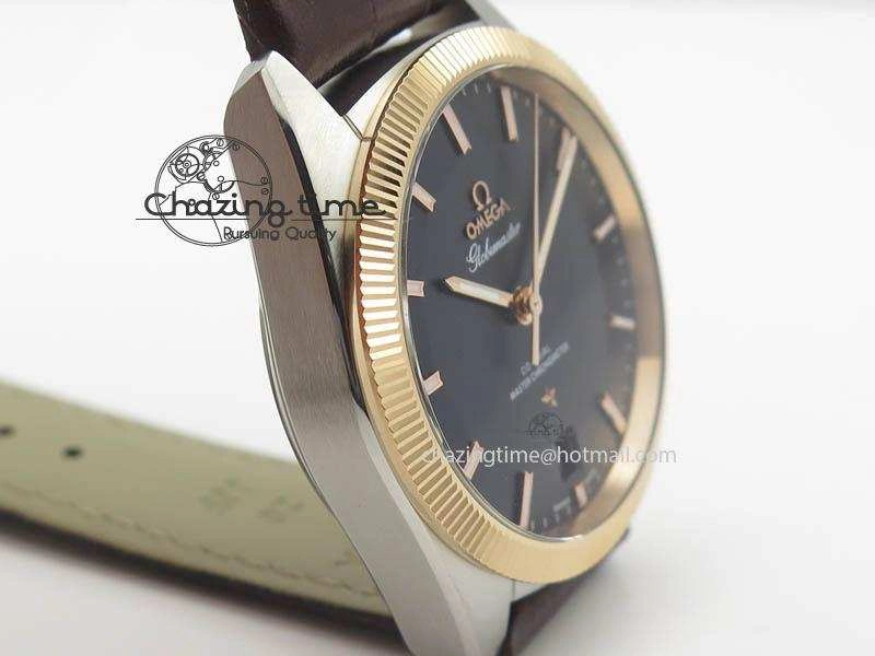 Globemaster Master Chronometer SS RG V6F Best Edition Black Dial On Brown Leather Strap A8900