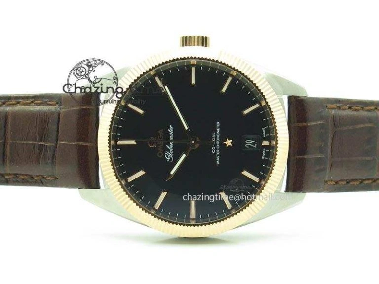 Globemaster Master Chronometer SS RG V6F Best Edition Black Dial On Brown Leather Strap A8900