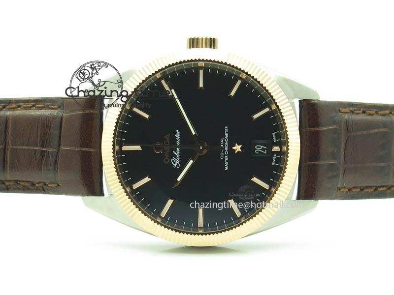 Globemaster Master Chronometer SS RG V6F Best Edition Black Dial On Brown Leather Strap A8900