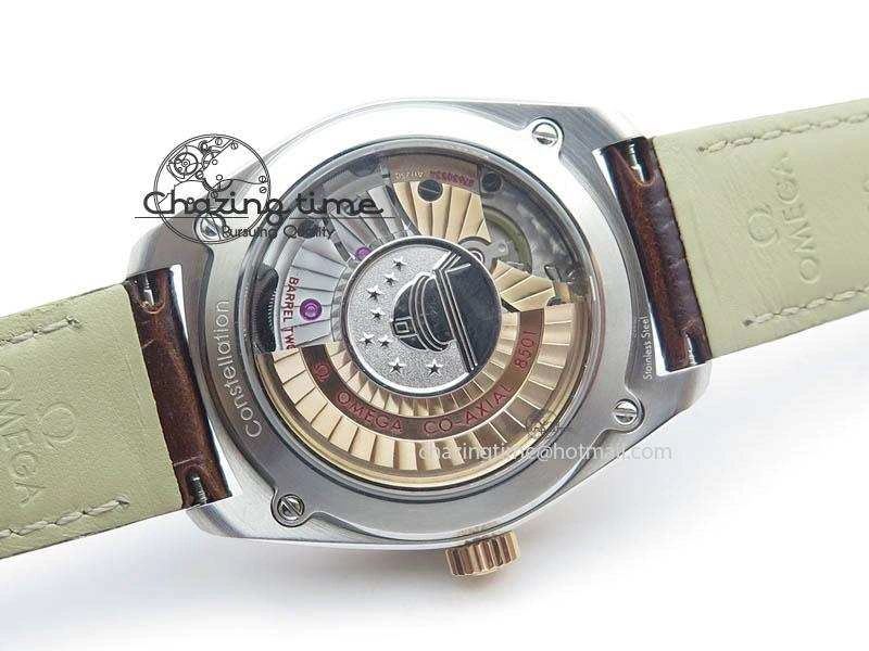 Globemaster Master Chronometer SS RG V6F Best Edition Black Dial On Brown Leather Strap A8900
